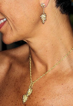 Grapes Drop Earrings- 2 parts-Detachable Stud. 18K Gold with diamonds-2