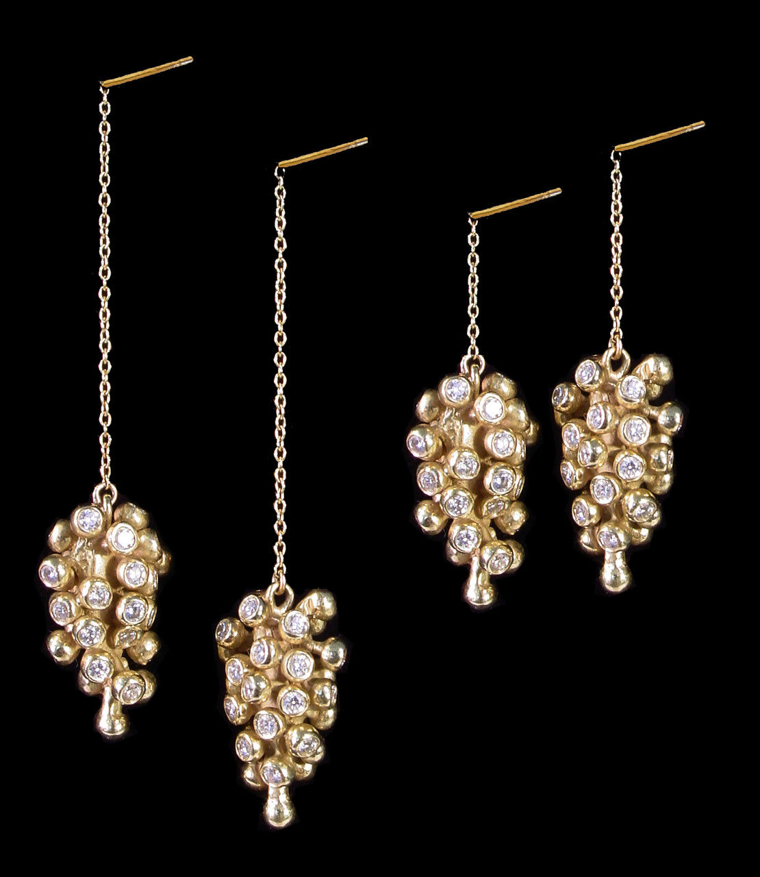 Grapes Drop Earrings-18K Gold and Diamonds-4
