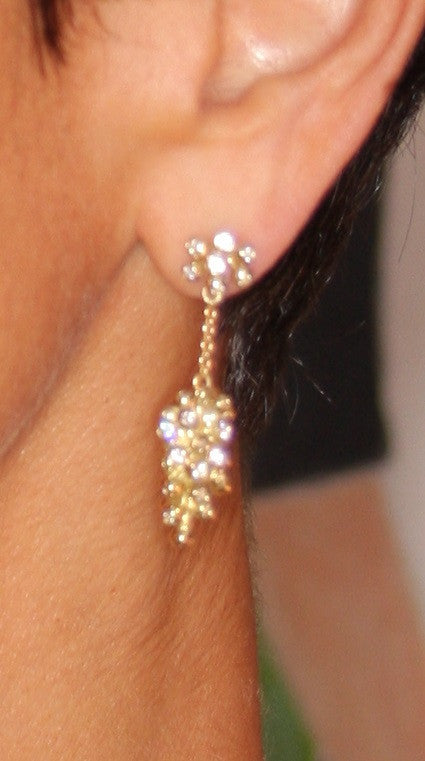 Grapes Drop Earrings- 2 parts-Detachable Stud. 18K Gold with diamonds-4