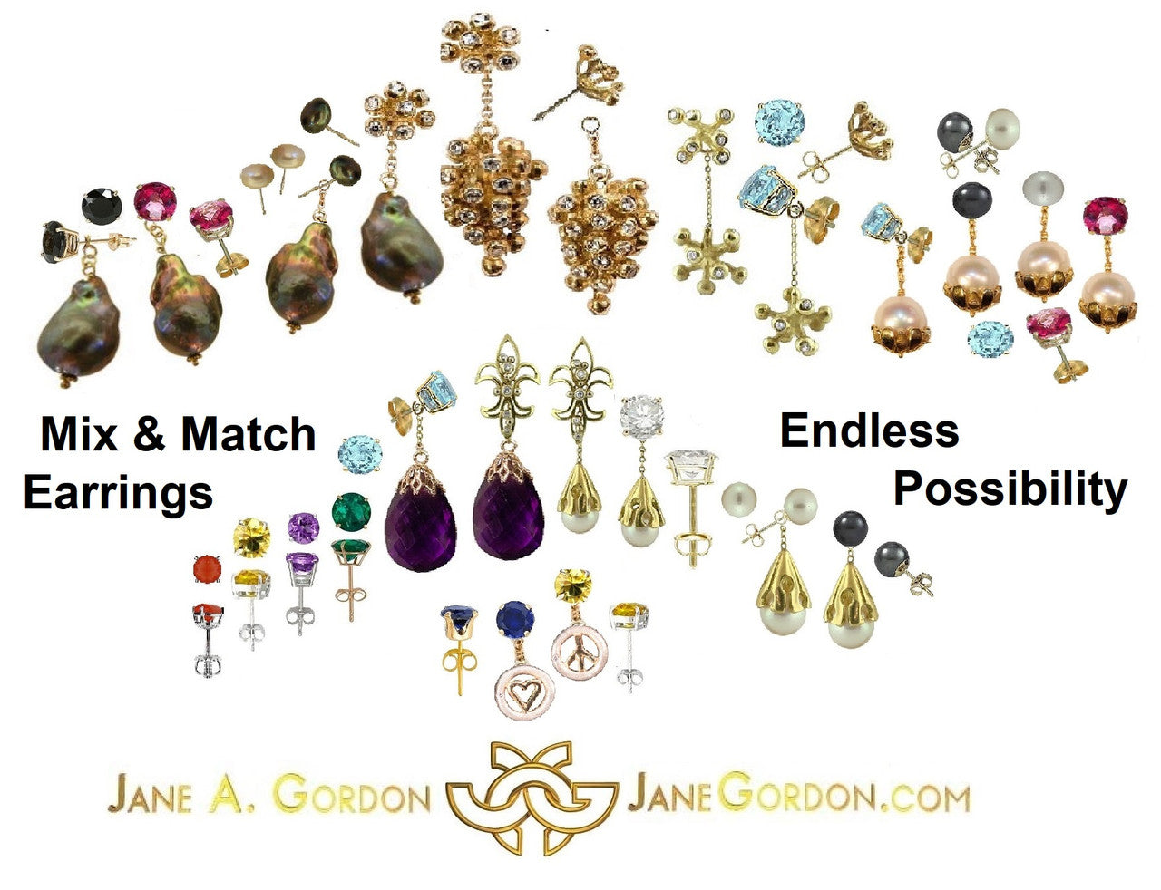 Grapes Drop Earrings with Interchangeable Studs- 2 parts-14K Gold-5