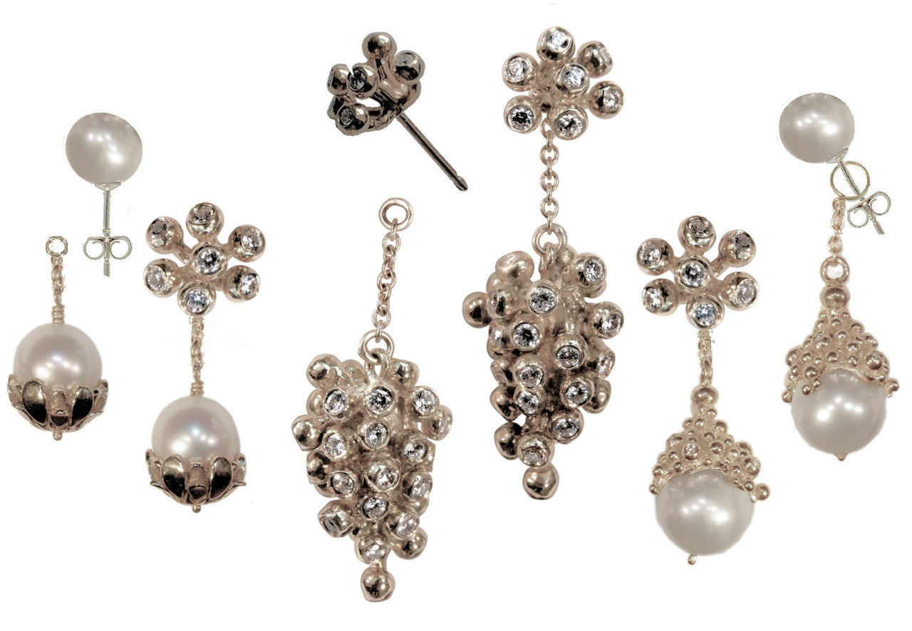 Grapes Drop Earrings- 2 parts-Detachable Stud. 18K Gold with diamonds-11