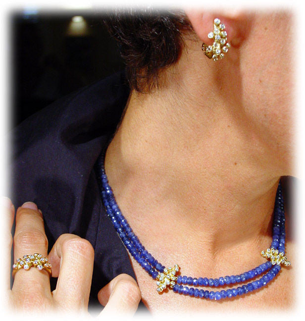 Grapes Huggie Earrings-14K Gold with Diamonds-5