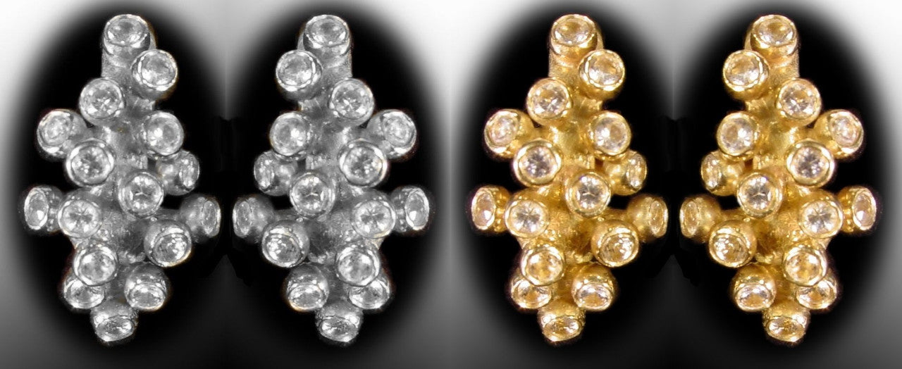 Grapes Huggie Earrings-14K Gold with Diamonds-13