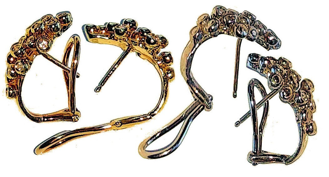 Grapes Huggie Earrings-14K Gold with Diamonds-7