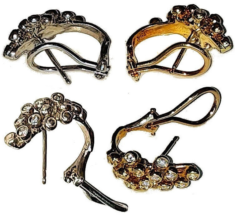 Grapes Huggie Earrings-14K Gold with Diamonds-2