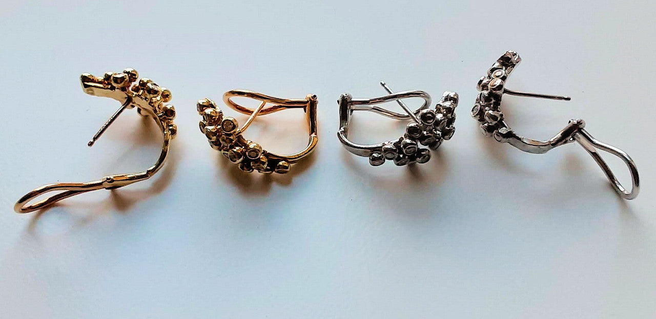 Grapes Huggie Earrings-14K Gold with Diamonds-12