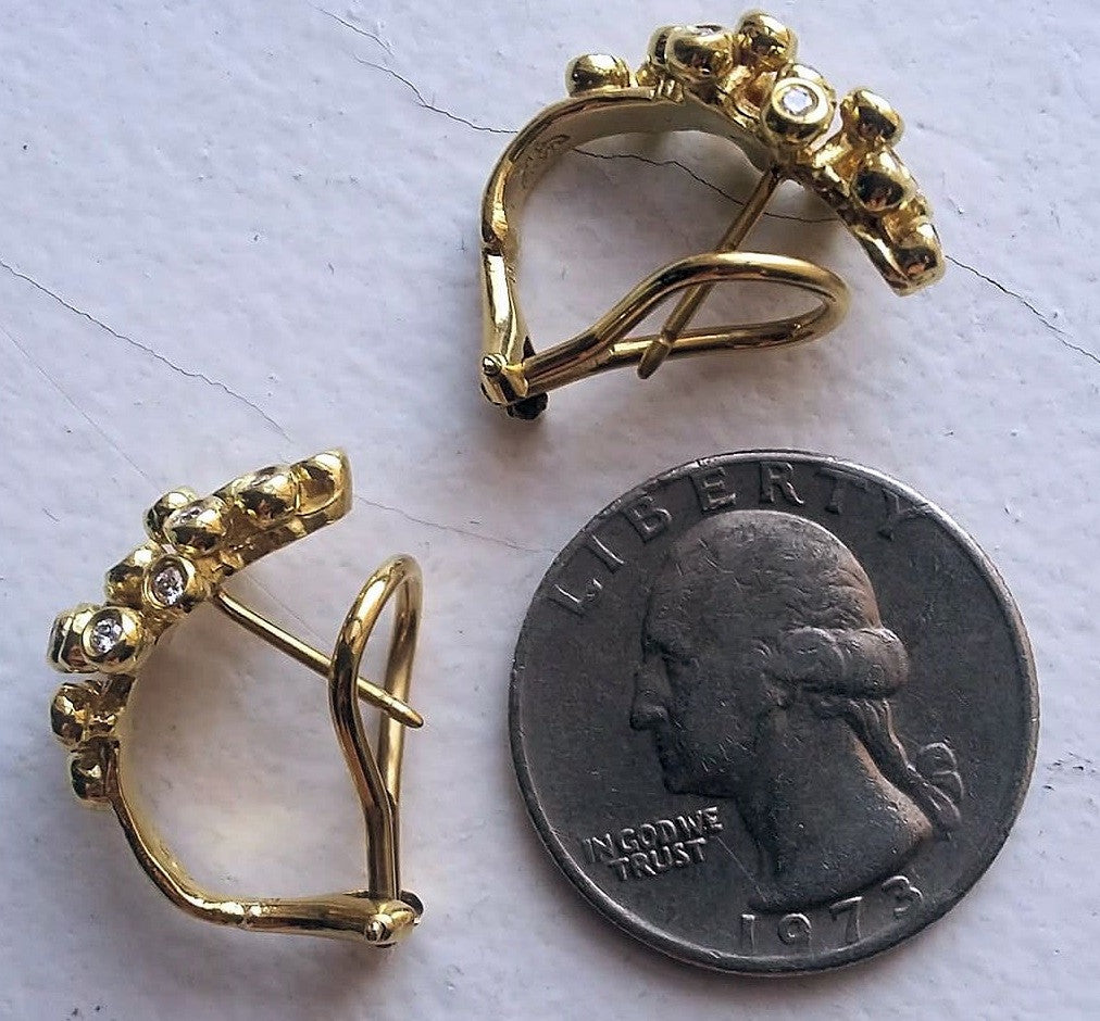 Grapes Huggie Earrings-14K Gold with Diamonds-10