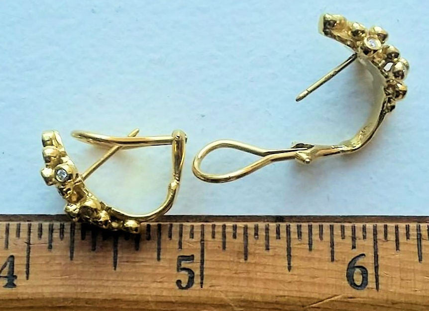 Grapes Huggie Earrings-14K Gold with Diamonds-4