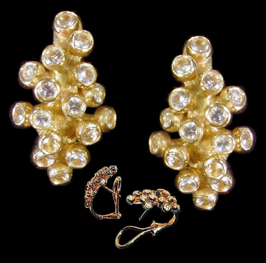 Grapes Huggie Earrings-14K Gold with Diamonds-8