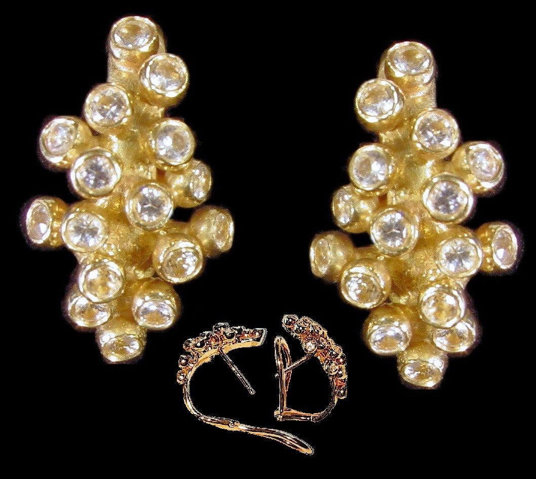 Grapes Huggie Earrings-14K Gold with Diamonds-6