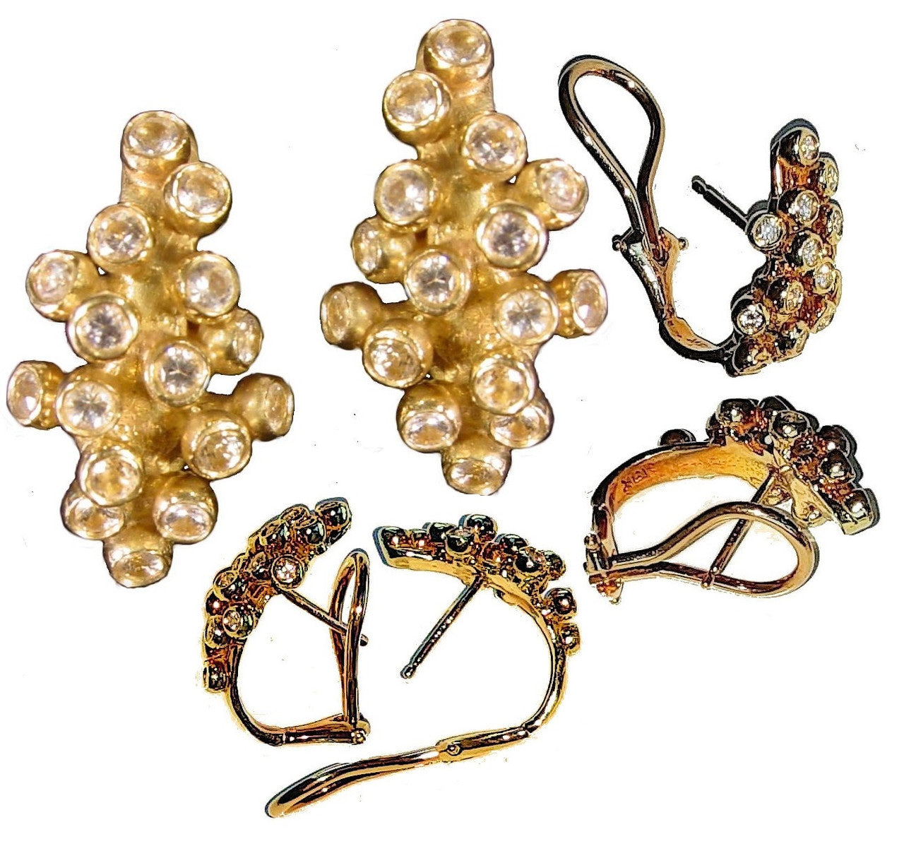 Grapes Huggie Earrings-14K Gold with Diamonds-14