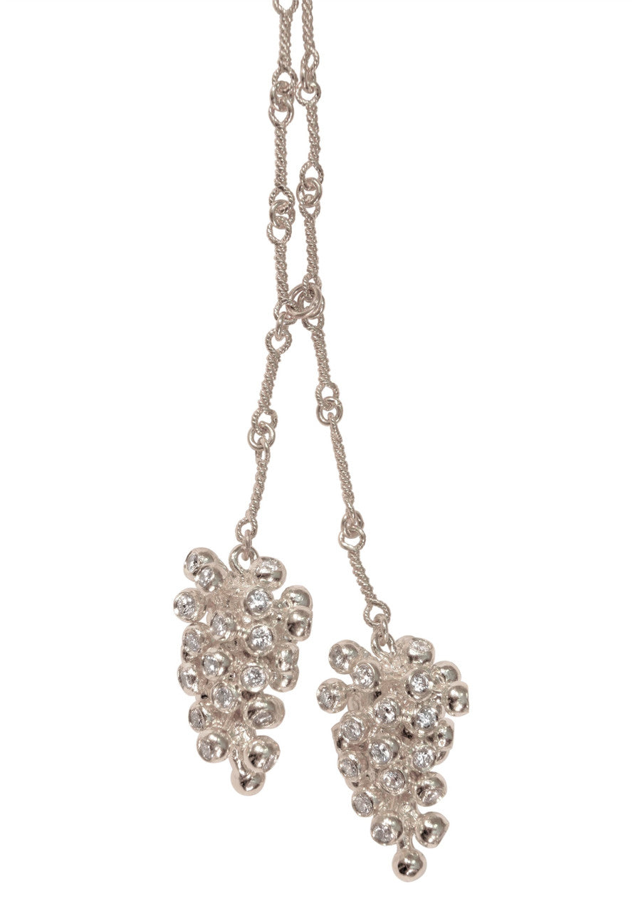 Grapes Necklace, 14K Gold with Diamonds: Lariat Style on Handmade Chain-9