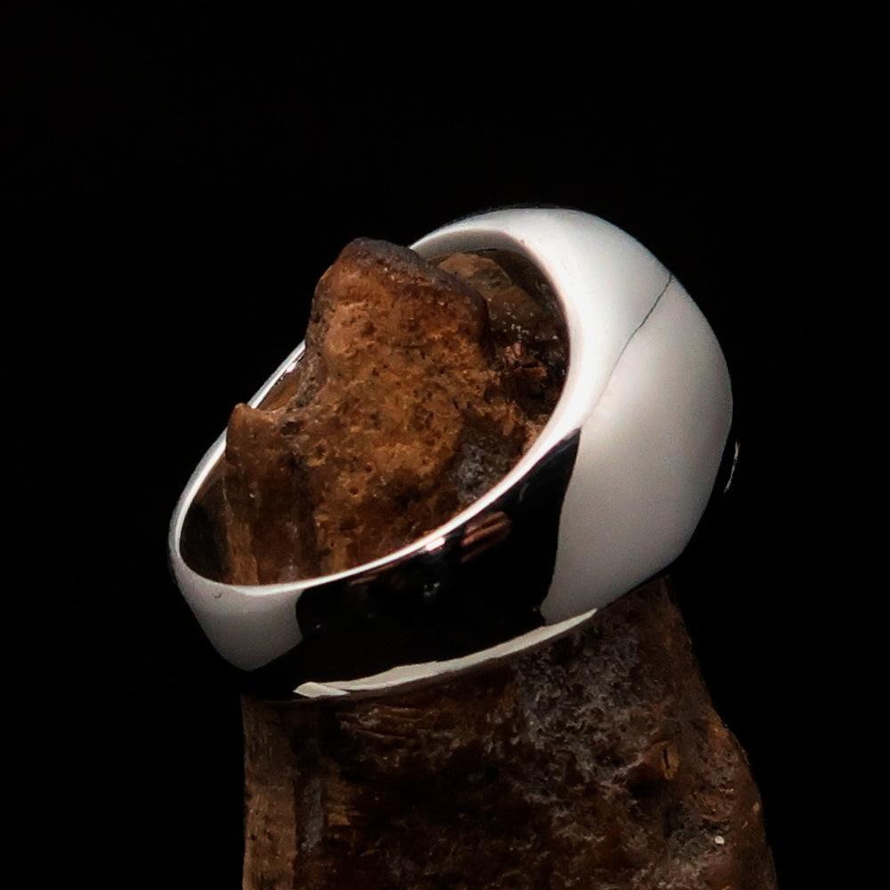 Perfectly crafted Men's Solid Line Pentagram Ring Black - Sterling Silver