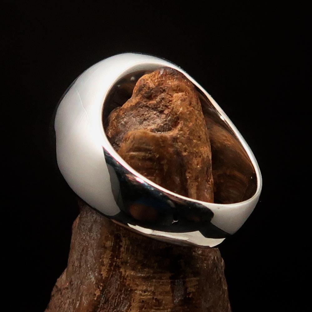 Perfectly crafted Men's Solid Line Pentagram Ring Blue - Sterling Silver