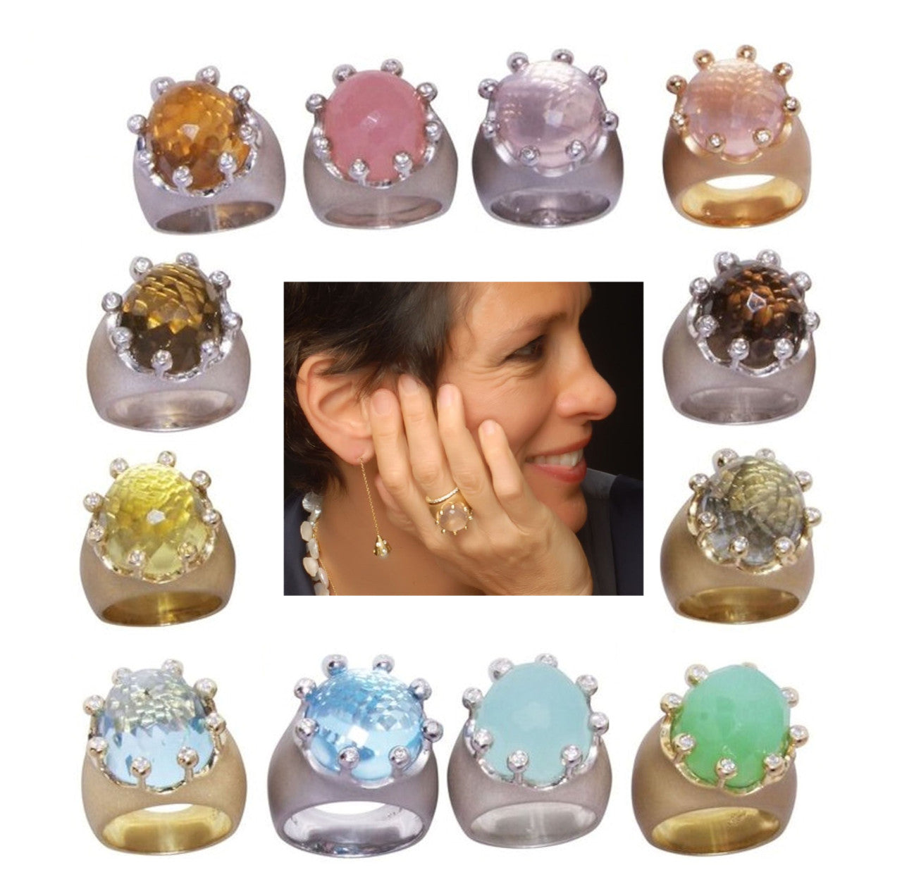 The Imperial Crown Ring- 20 Carat Gemstones with Diamonds in 18K Gold-0