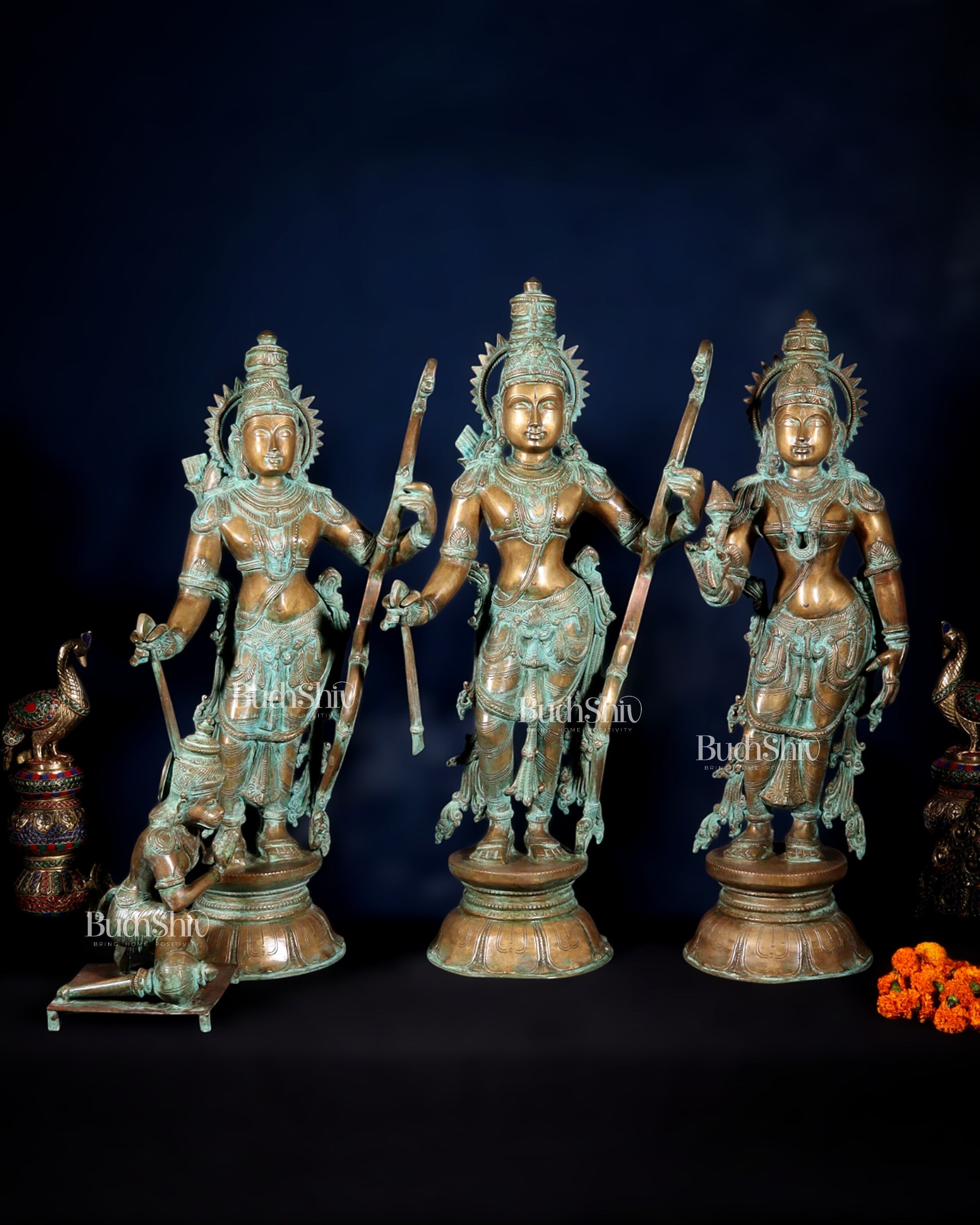 Pure Bronze Ramar Set (Ram Darbar) – Vintage Chola Patina 29", 85 kgs.-0