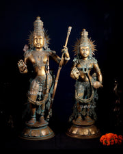 Pure Bronze Ram Sita Statues – Chola Patina Finish 31"-0