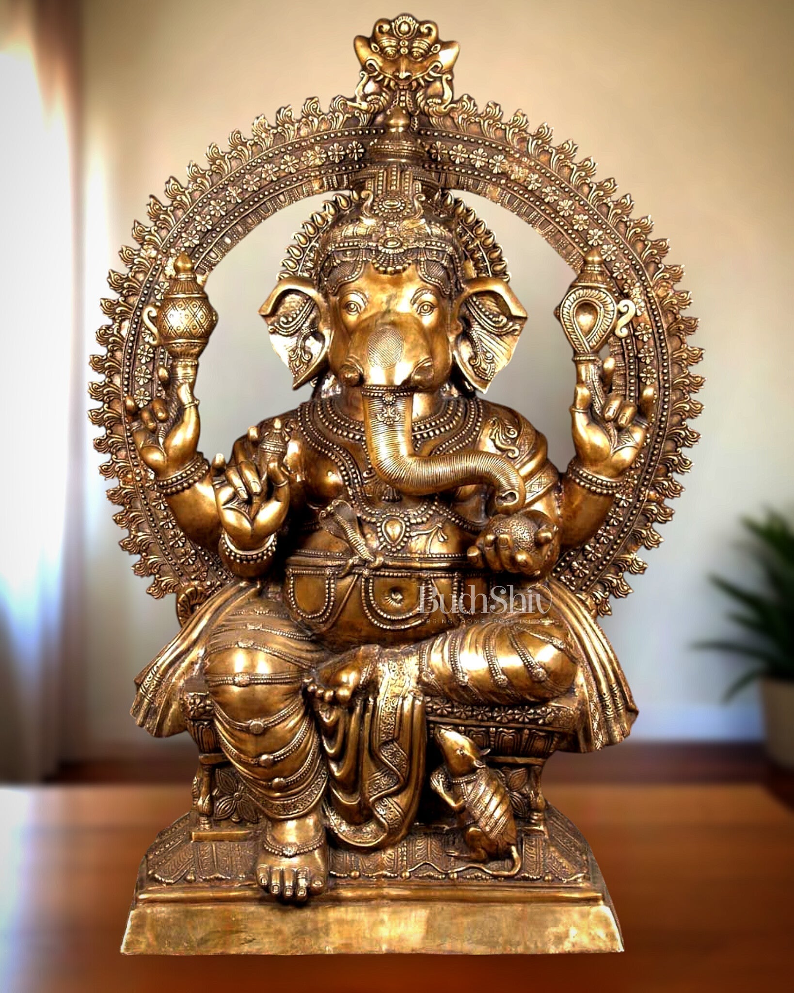 Massive Pure Brass Lord Ganesha Statue – 230 kg | 6 Feet Tall-0
