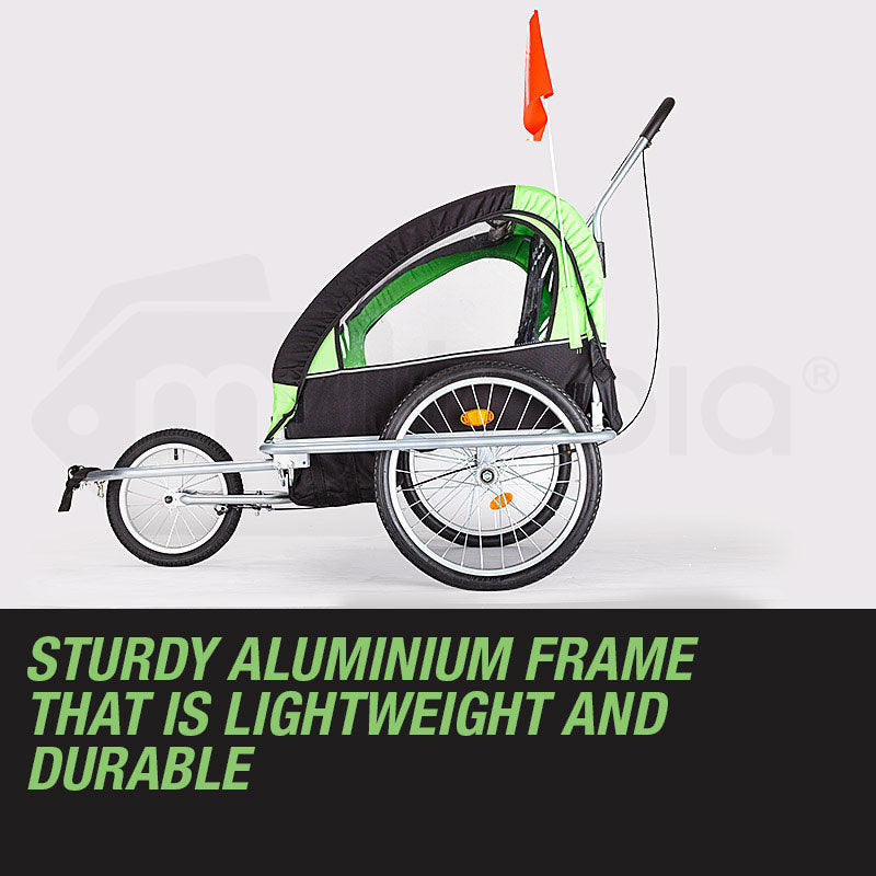 NNEMB Kids Bike Trailer Bicycle Pram Stroller Children Jogger Green-4