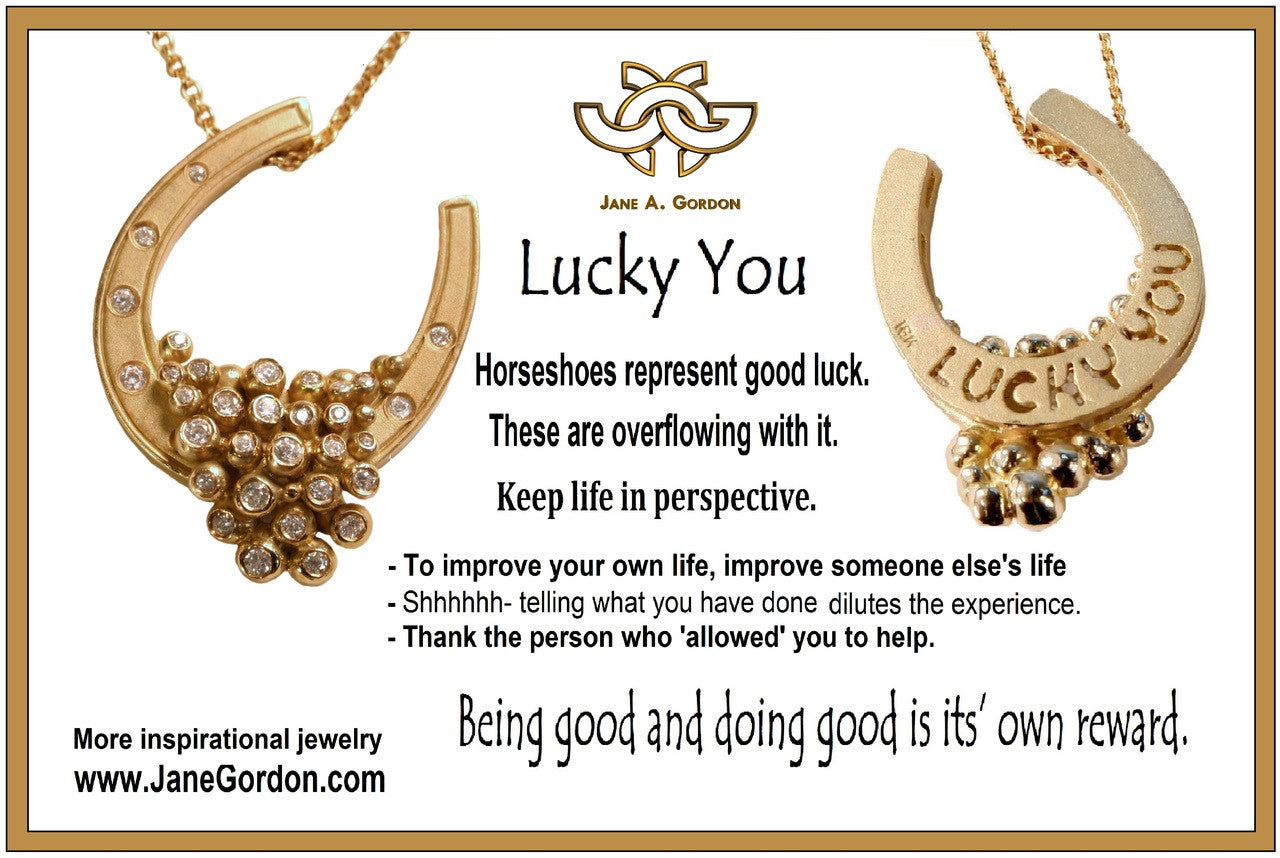 "Lucky You" Equestrian Horseshoe Necklace, 18K Gold, Overflowing with Diamonds.-12