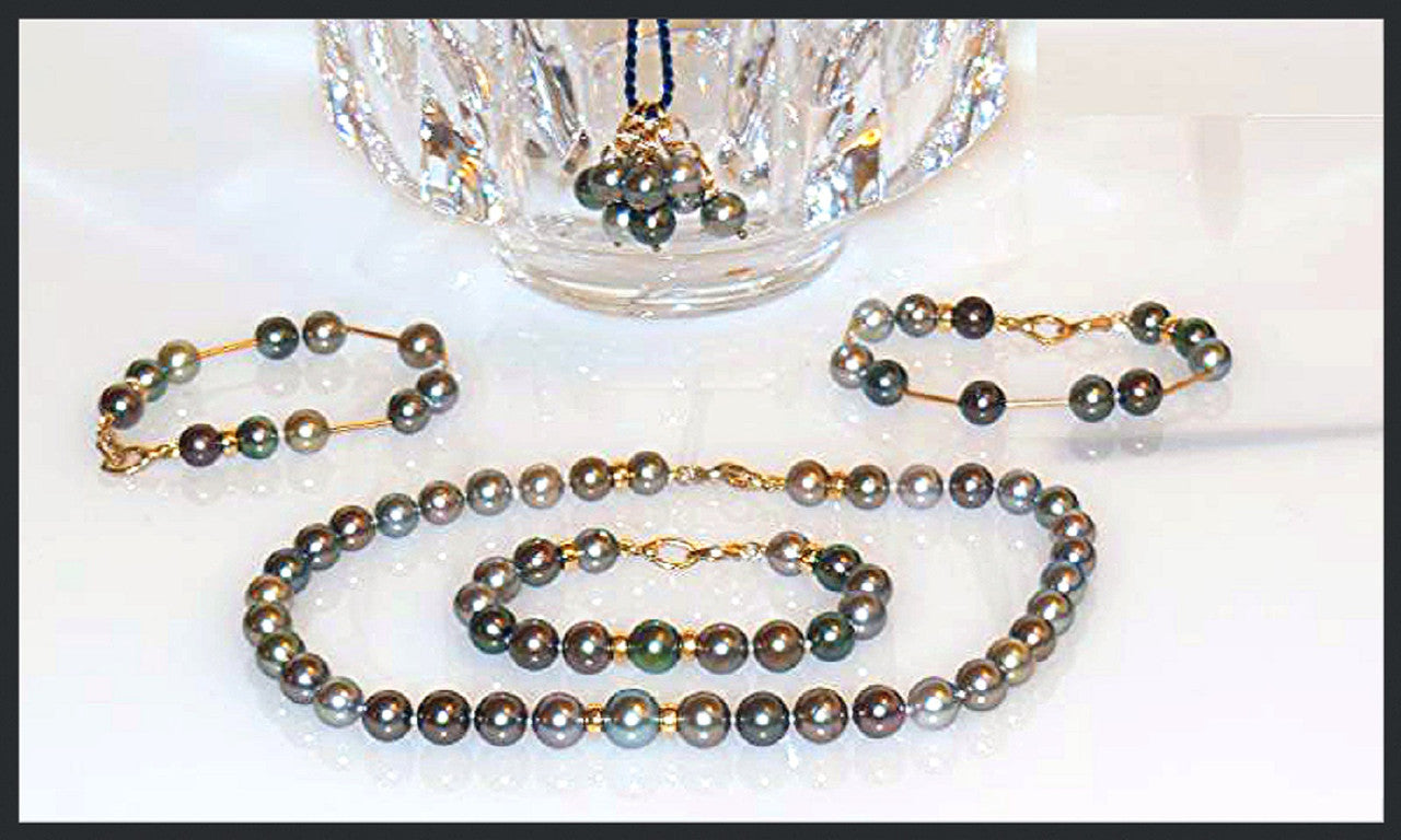 Tahitian Pearl Mega Set-Round-Multi Color-Interchangeable Necklace/Bracelet, Earrings/Pendant-7