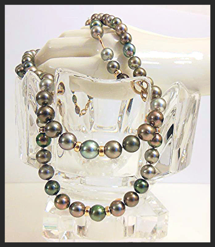 Tahitian Pearl Mega Set-Round-Multi Color-Interchangeable Necklace/Bracelet, Earrings/Pendant-10