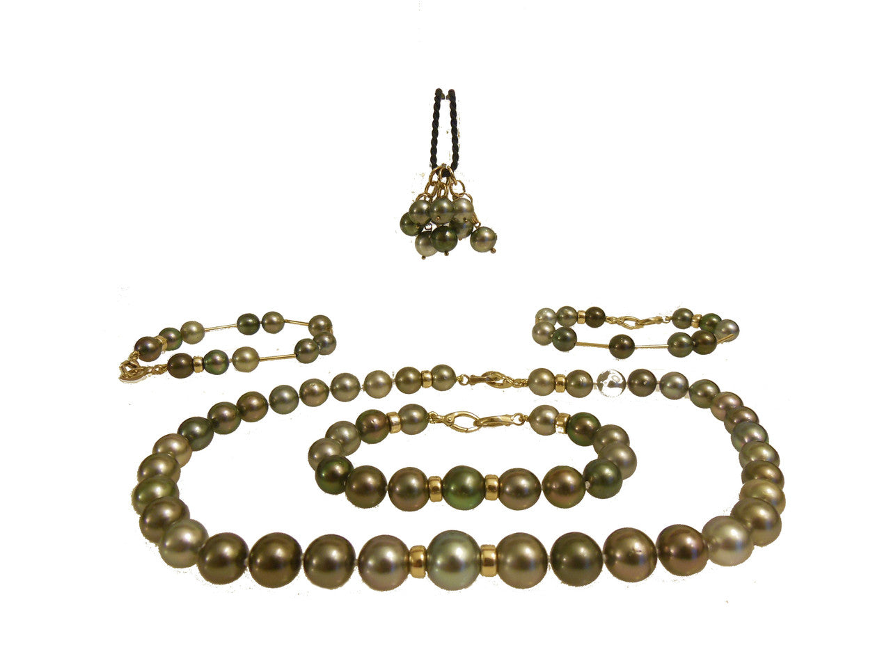 Tahitian Pearl Mega Set-Round-Multi Color-Interchangeable Necklace/Bracelet, Earrings/Pendant-1