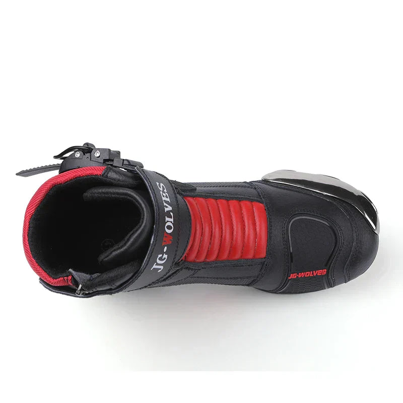 Men's Top Layer Cowhide Waterproof Professional Motorcycle Riding Shoes-2