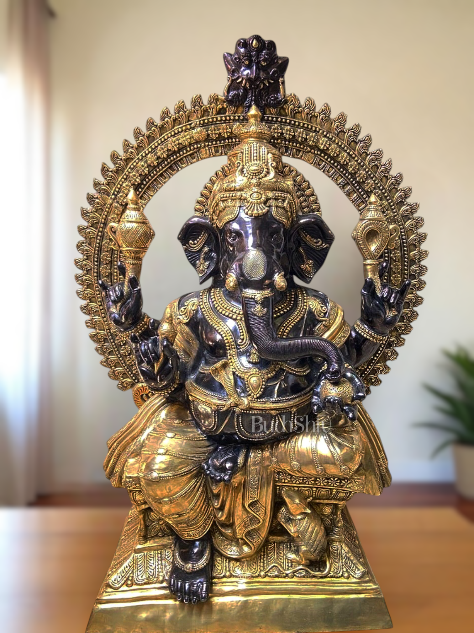 Massive Pure Brass Lord Ganesha Statue – 230 kg | 6 Feet Tall black tone-0