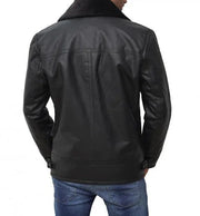 Black Shearling Lined Leather Jacket Mens - 3XL