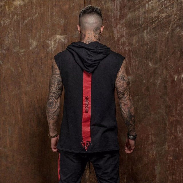Bodybuilding Stringer Tank Top with hooded Mens Gyms Clothing Fitness Mens Sleeveless Vests Cotton Singlets Muscle Sports vest