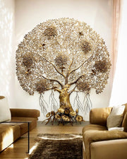 Majestic Brass Kalpavriksha Tree Wall Hanging – 75" x 68" x 10" | Grand Statement Piece-0