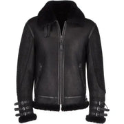 Men's Black Aviator Flight Bomber Jacket – Shearling Lined Leather