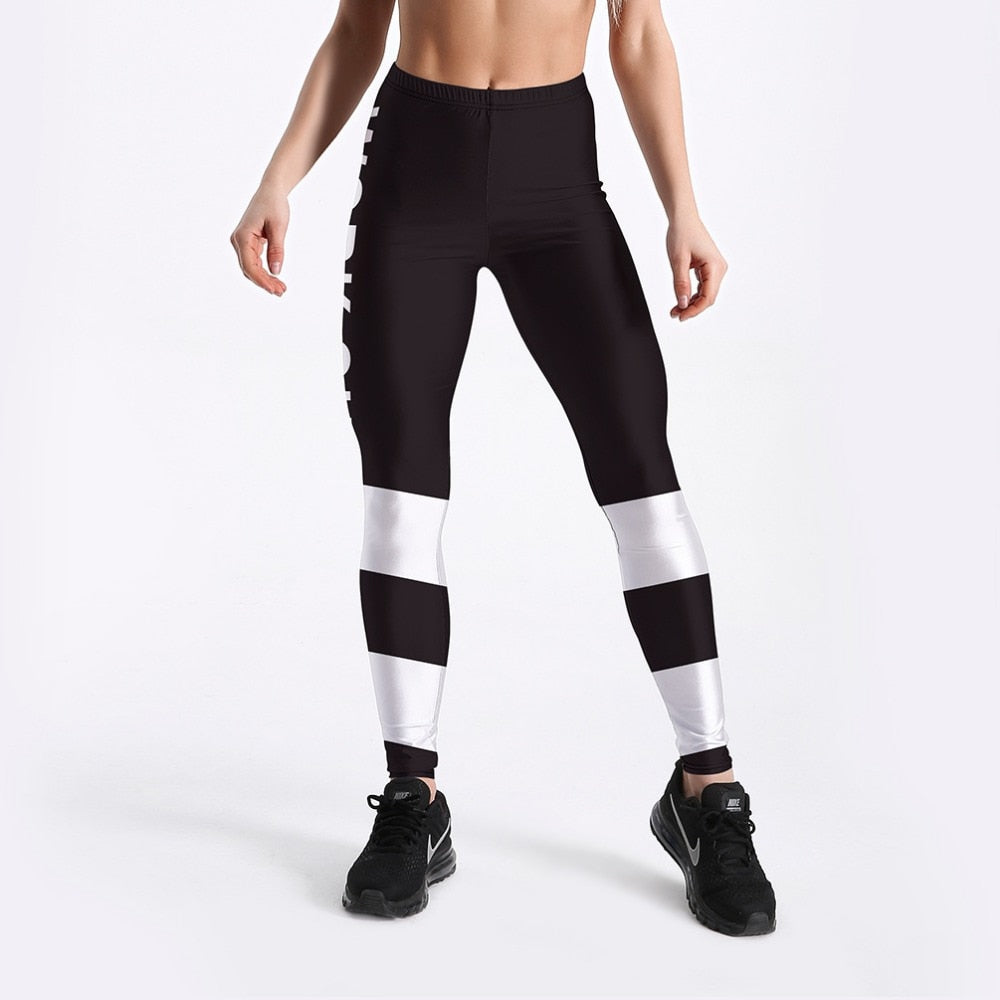 Fashion Workout Women Leggings Fitness Athleisure Clothing White Letter Printed Leggings  S-4XL