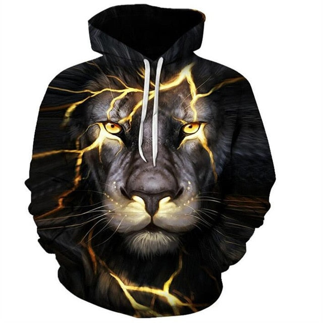 Novelty Flame Lion Hoodie Men's Animal Men's Clothing Flame Hoodie Sweatshirt Sweatshirt 3D Hoodie Sportswear Unisex clothing