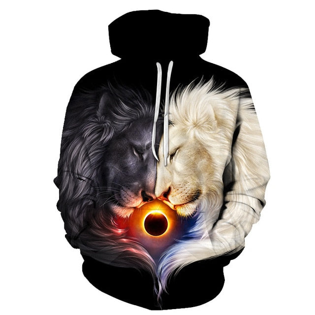 Novelty Flame Lion Hoodie Men's Animal Men's Clothing Flame Hoodie Sweatshirt Sweatshirt 3D Hoodie Sportswear Unisex clothing