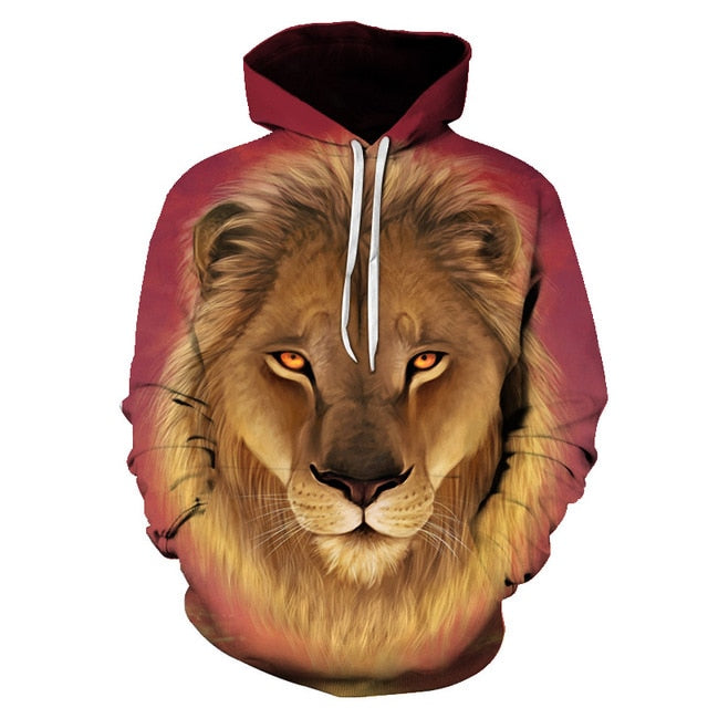 Novelty Flame Lion Hoodie Men's Animal Men's Clothing Flame Hoodie Sweatshirt Sweatshirt 3D Hoodie Sportswear Unisex clothing