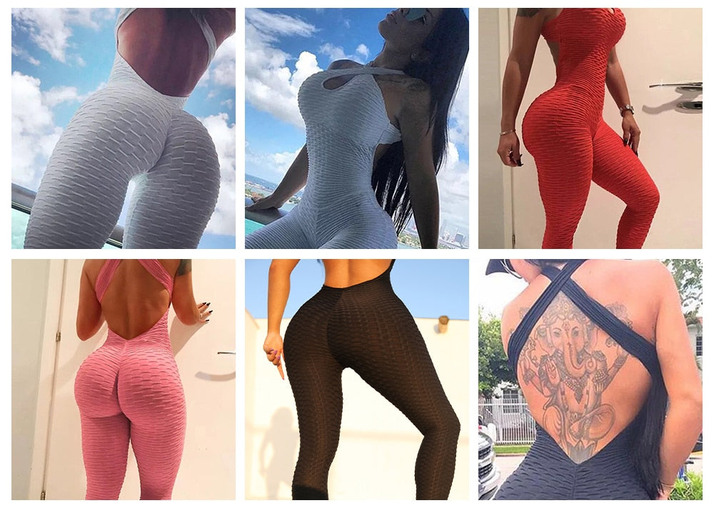 Jumpsuit Sports Women Sexy Halterneck Bodysuit for Workout Fitness Clothing