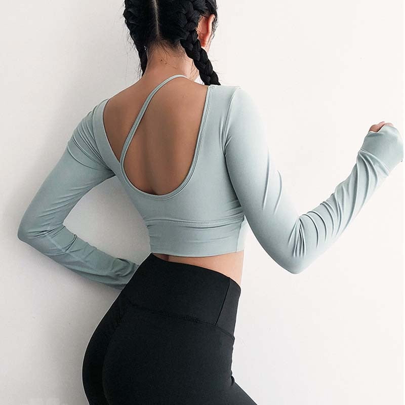 Women long sleeve Sexy Sports T-shirt running clothing