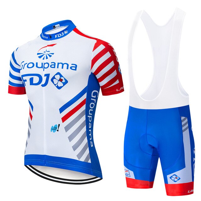 Pro Team FDJ Cycling Jersey 20D Bib Set MTB Uniform Bike Clothing Quick Dry Bicycle Wear Clothes Mens Short Maillot Culotte