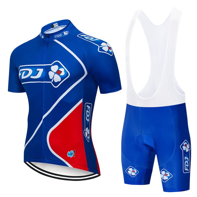 Pro Team FDJ Cycling Jersey 20D Bib Set MTB Uniform Bike Clothing Quick Dry Bicycle Wear Clothes Mens Short Maillot Culotte