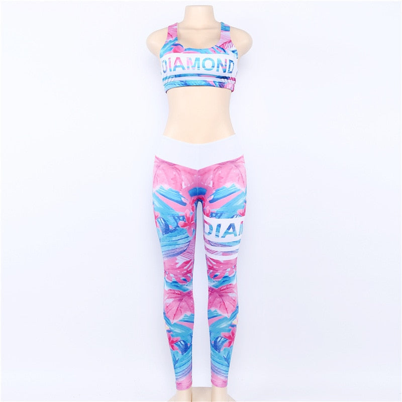 3d Printed Letter Yoga Set Running Sport Set Women Jogging Suits Fitness Clothing Sexy Women 2 Piece Workout Sets