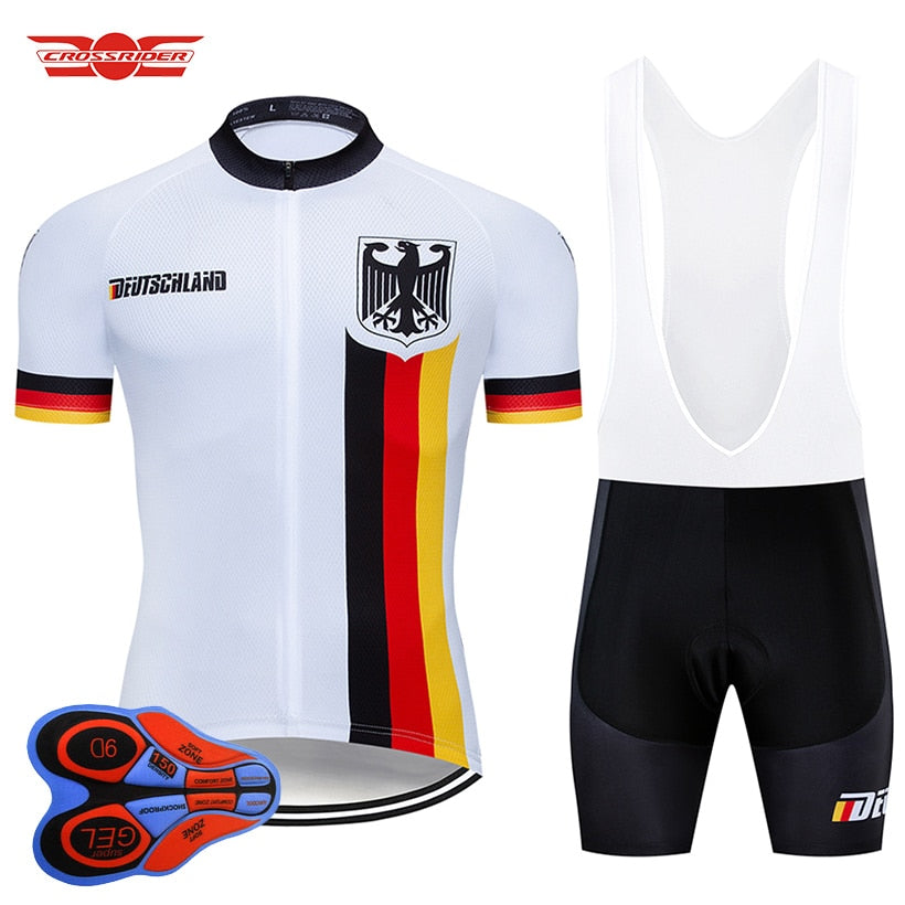 Pro Team Germany Cycling Clothing 9D Set MTB Uniform Bicycle Clothes Quick Dry Bike Jersey Mens Short Maillot Culotte