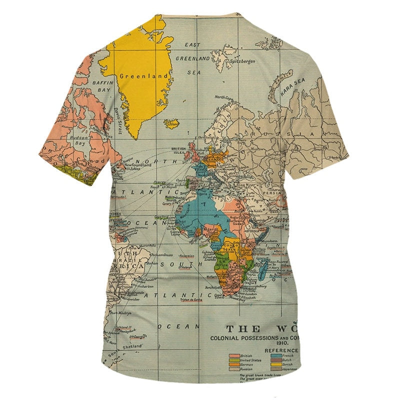 World Map T-shirt Funny T Shirts Summer Fashion Anime Tshirt 3D T Shirt Mens Clothing Tops Tees 2020 New Fashion