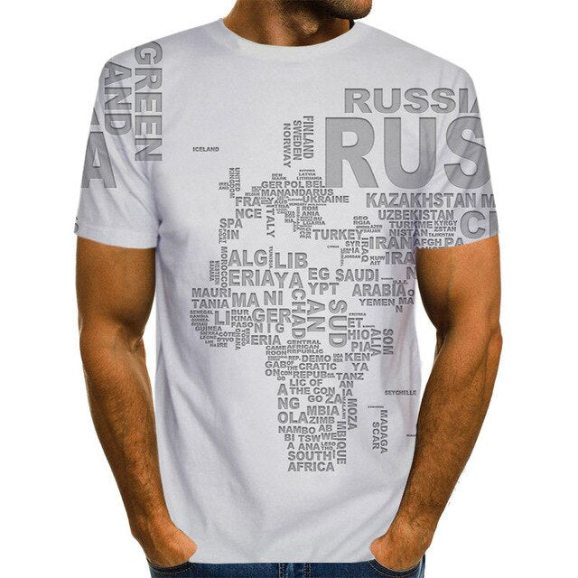 World Map T-shirt Funny T Shirts Summer Fashion Anime Tshirt 3D T Shirt Mens Clothing Tops Tees 2020 New Fashion