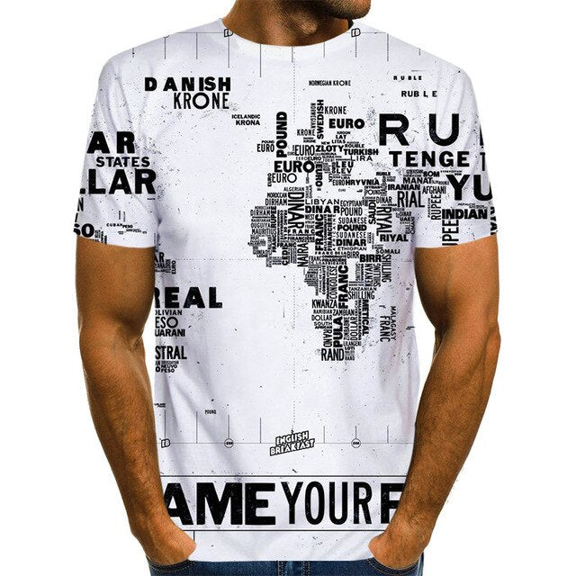 World Map T-shirt Funny T Shirts Summer Fashion Anime Tshirt 3D T Shirt Mens Clothing Tops Tees 2020 New Fashion