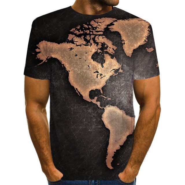 World Map T-shirt Funny T Shirts Summer Fashion Anime Tshirt 3D T Shirt Mens Clothing Tops Tees 2020 New Fashion