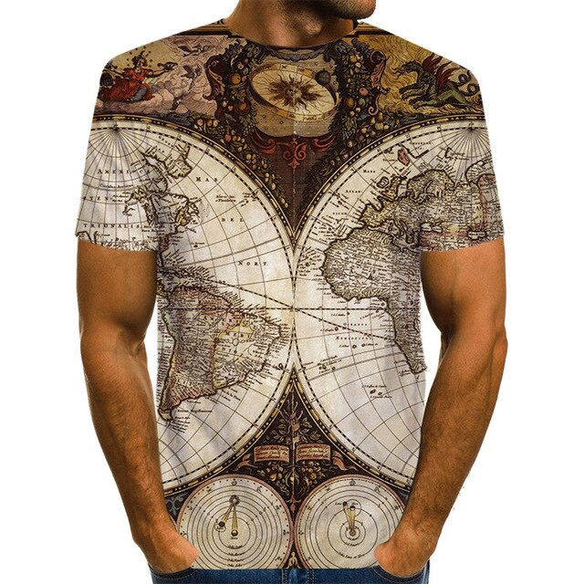 World Map T-shirt Funny T Shirts Summer Fashion Anime Tshirt 3D T Shirt Mens Clothing Tops Tees 2020 New Fashion