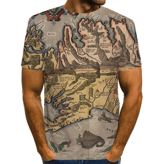 World Map T-shirt Funny T Shirts Summer Fashion Anime Tshirt 3D T Shirt Mens Clothing Tops Tees 2020 New Fashion