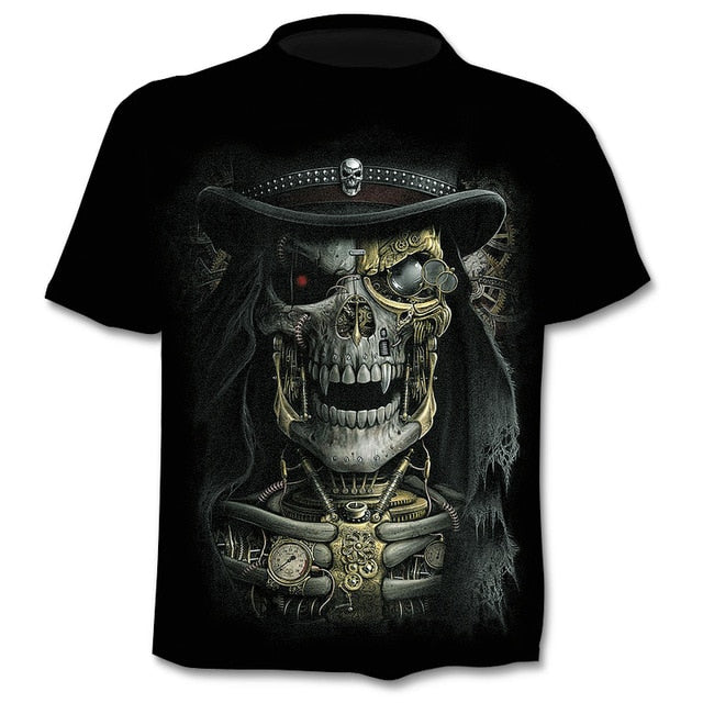 Skull graphic T-shirt horror men's T-shirt 3D fashion tops summer T-shirt men's O-neck shirt boy clothing plus size streetwear